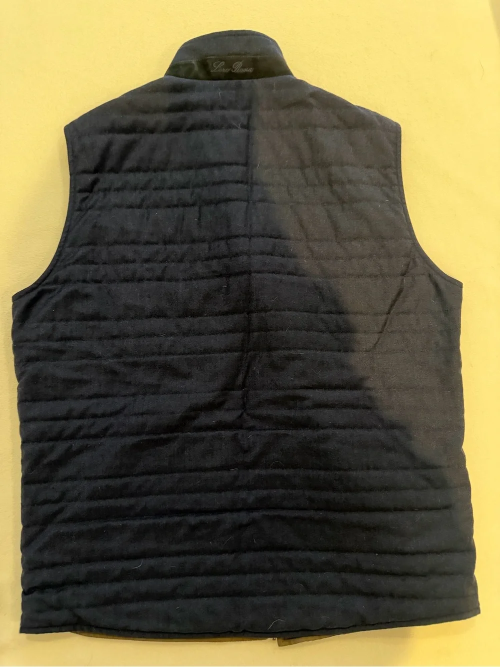 Loro Piana Navy Quilted Wool Sleeveless Vest Large